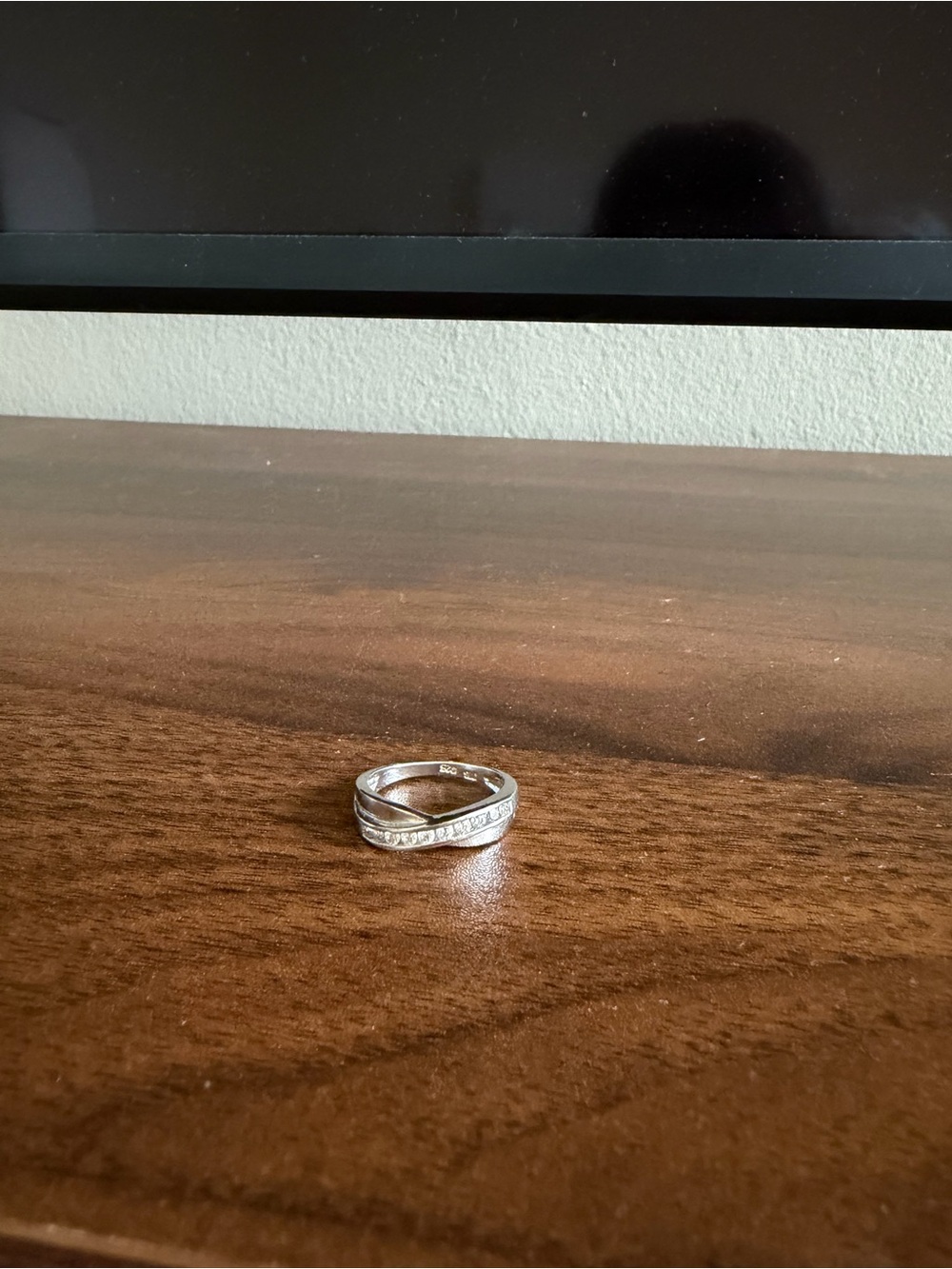 Classic Silver Crystal Twist Ring - Women's Jewelry
